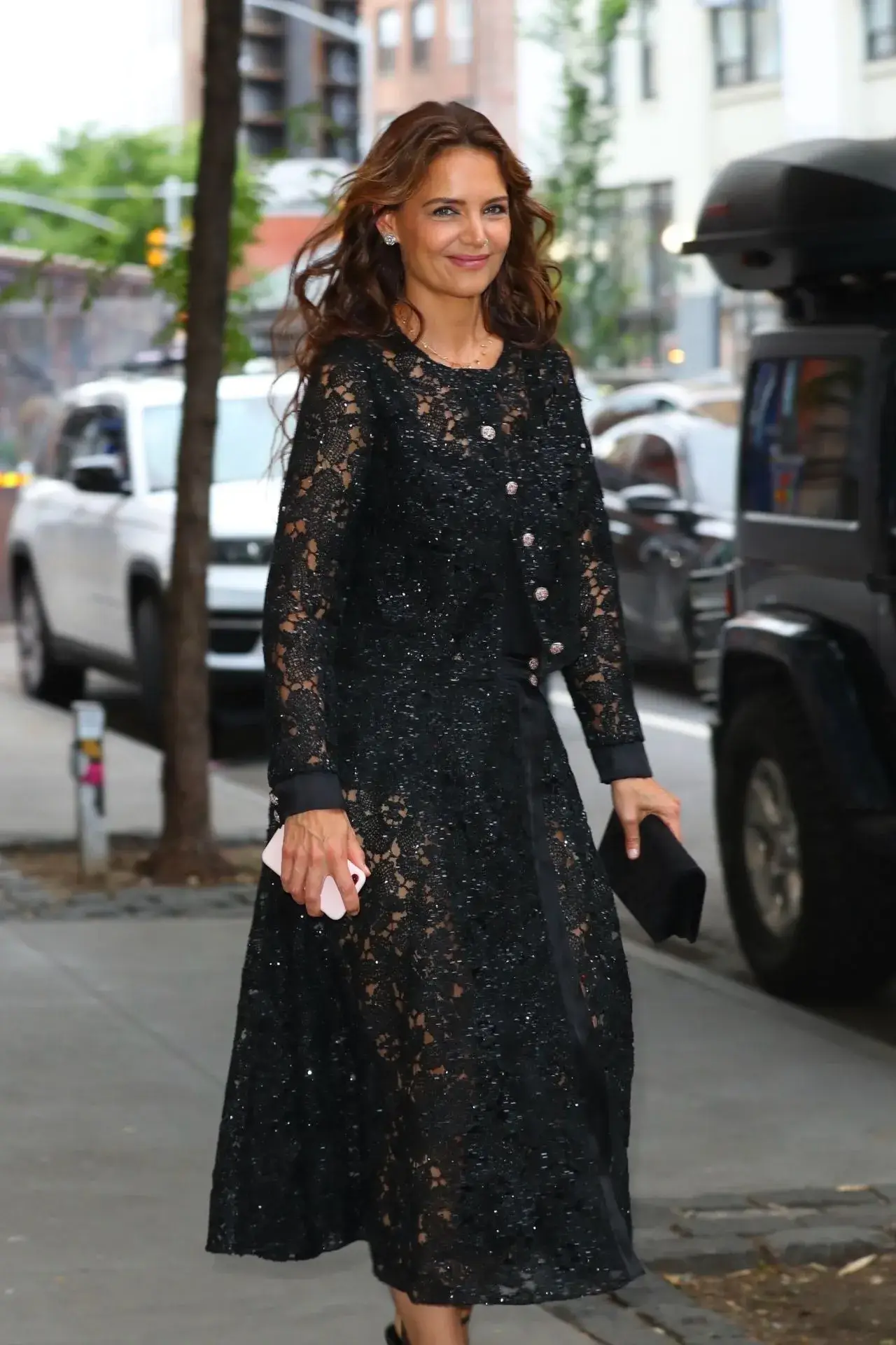 KATIE HOLMES SEEN IN A STUNNING BLACK DRESS IN NEW YORK CITY STREETS 8